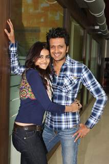 Ritesh & Genelia promoting their film Tere Naal Love Ho Gaya at 92.7 BIG FM Studios in Andheri, Mumbai