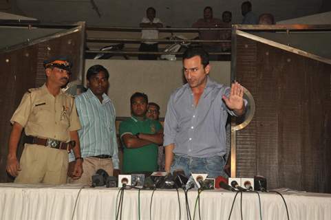 Saif Ali Khan holds a press conference on the issue of his arrest & subsequent bail in the Iqbal Sharma assault case at his house in Bandra, Mumbai