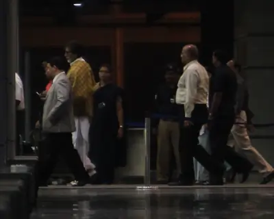 Amitabh Bachchan after being discharged from the Seven Hills Hospital in Mumbai