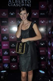 Kalki Koechlin unveils the premier luxury collection of Hidesign which has been designed by Alberto Ciaschini at Bungalow 9 in Mumbai