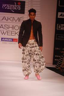 Model walk the ramp for Masaba Shivan Naresh show at Lakme Fashion Week day 1 at Grand Hyatt in Mumbai. .