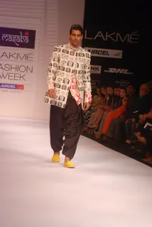 Model walk the ramp for Masaba Shivan Naresh show at Lakme Fashion Week day 1 at Grand Hyatt in Mumbai. .
