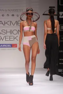 Model walk the ramp for Masaba Shivan Naresh show at Lakme Fashion Week day 1 at Grand Hyatt in Mumbai. .