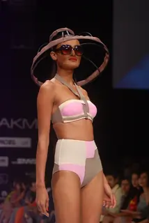 Model walk the ramp for Masaba Shivan Naresh show at Lakme Fashion Week day 1 at Grand Hyatt in Mumbai. .
