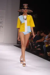 Model walk the ramp for Masaba Shivan Naresh show at Lakme Fashion Week day 1 at Grand Hyatt in Mumbai. .