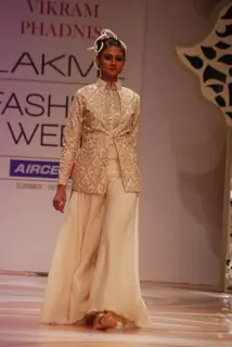 Model walk the ramp for designer Vikram Phadnis on day 1 of the Lakme Fashion Week at Grand Hyatt in Mumbai. .