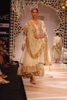 Model walk the ramp for designer Vikram Phadnis on day 1 of the Lakme Fashion Week at Grand Hyatt in Mumbai. .