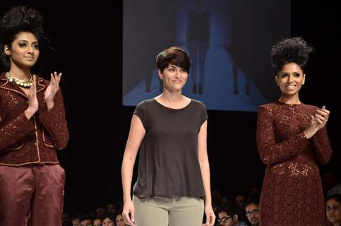 Model on the ramp for designers Drashta and Khushali Kumar on Lakme Fashion Week day 1 at Grand Hyatt in Mumbai. .