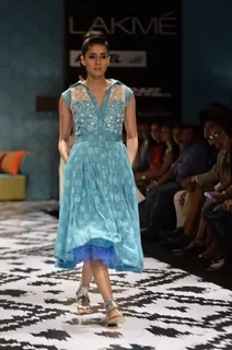 Model on the ramp for designer Anita Dongre on Lakme Fashion Week day 3 in Mumbai.