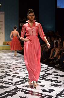 Model on the ramp for designer Anita Dongre on Lakme Fashion Week day 3 in Mumbai. .