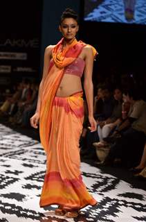 Model on the ramp for designer Anita Dongre on Lakme Fashion Week day 3 in Mumbai.