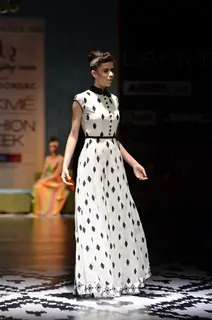 Model on the ramp for designer Anita Dongre on Lakme Fashion Week day 3 in Mumbai.