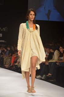 Model on the ramp for designer Purvi Doshi on Lakme Fashion Week day 3 in Mumbai.