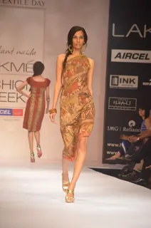 Model on the ramp for designer Shashikant Naidu on Lakme Fashion Week day 3 in Mumbai.