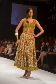 Model on the ramp for designer Shashikant Naidu on Lakme Fashion Week day 3 in Mumbai.