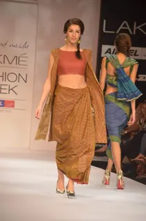 Model on the ramp for designer Shashikant Naidu on Lakme Fashion Week day 3 in Mumbai.