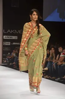 Model on the ramp for designer Shashikant Naidu on Lakme Fashion Week day 3 in Mumbai.