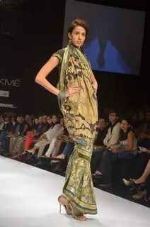 Model on the ramp for designer Shashikant Naidu on Lakme Fashion Week day 3 in Mumbai.
