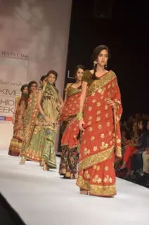Model on the ramp for designer Shashikant Naidu on Lakme Fashion Week day 3 in Mumbai.