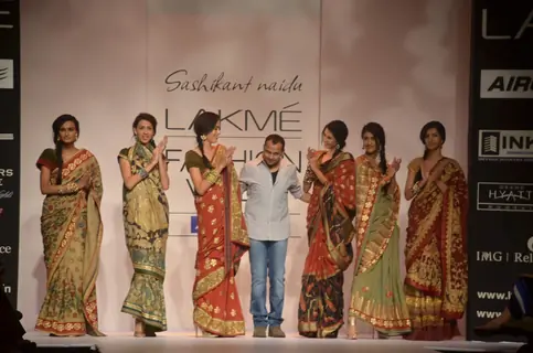 Model on the ramp for designer Shashikant Naidu on Lakme Fashion Week day 3 in Mumbai.