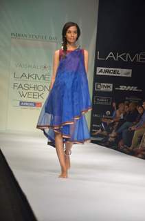 Model on the ramp for designer Vaishali Shadangule on Lakme Fashion Week day 3 in Mumbai.