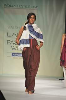 Model on the ramp for designer Vaishali Shadangule on Lakme Fashion Week day 3 in Mumbai.