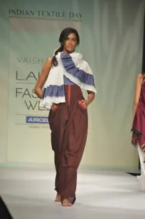 Model on the ramp for designer Vaishali Shadangule on Lakme Fashion Week day 3 in Mumbai.