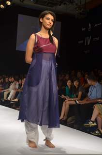 Model on the ramp for designer Vaishali Shadangule on Lakme Fashion Week day 3 in Mumbai.