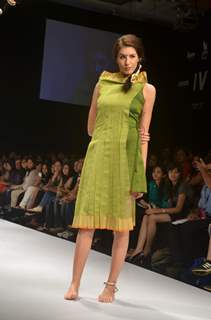 Model on the ramp for designer Vaishali Shadangule on Lakme Fashion Week day 3 in Mumbai. .