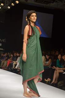 Model on the ramp for designer Vaishali Shadangule on Lakme Fashion Week day 3 in Mumbai. .