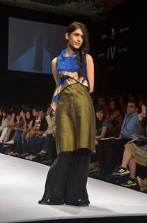 Model on the ramp for designer Vaishali Shadangule on Lakme Fashion Week day 3 in Mumbai. .