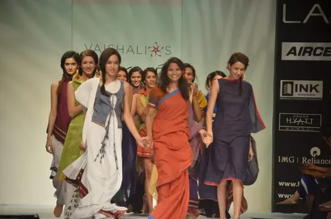 Model on the ramp for designer Vaishali Shadangule on Lakme Fashion Week day 3 in Mumbai. .
