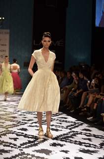 Model on the ramp for designer Anita Dongre on Lakme Fashion Week day 3 in Mumbai. .