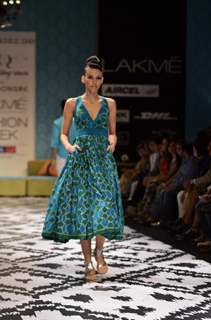 Model on the ramp for designer Anita Dongre on Lakme Fashion Week day 3 in Mumbai. .