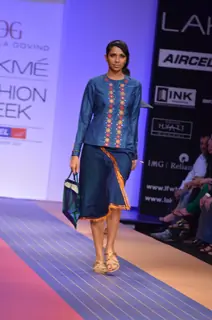 Model on the ramp for designer Deepika Govind on Lakme Fashion Week day 3 in Mumbai. .