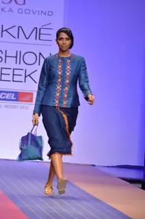Model on the ramp for designer Deepika Govind on Lakme Fashion Week day 3 in Mumbai. .