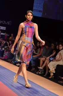 Model on the ramp for designer Deepika Govind on Lakme Fashion Week day 3 in Mumbai. .
