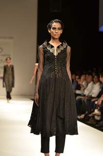 Model on the ramp for designer Krishna Mehta on Lakme Fashion Week day 3 in Mumbai. .