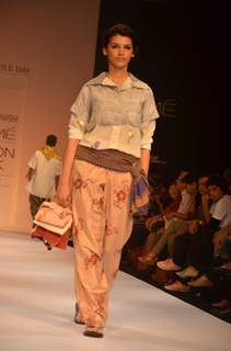 Model on the ramp for designer Protima Banerjee on Lakme Fashion Week day 3 in Mumbai. .