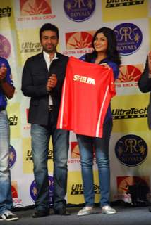 Shilpa Shetty at the launch of Ultratech cement jersey for Rajasthan Royals