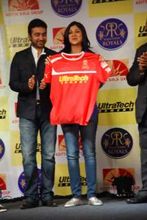 Shilpa Shetty at the launch of Ultratech cement jersey for Rajasthan Royals