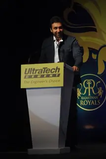 Shilpa Shetty and Rahul Dravid during the unveiling of the Rajasthan Royals Jersey at JW Marriott Hotel in Mumbai