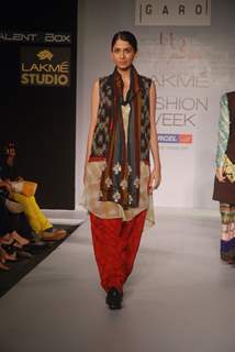 Model on the ramp for designer Garo on Lakme Fashion Week day 5 in Mumbai. .