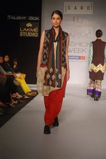 Model on the ramp for designer Garo on Lakme Fashion Week day 5 in Mumbai. .
