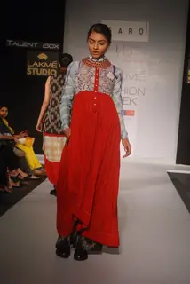 Model on the ramp for designer Garo on Lakme Fashion Week day 5 in Mumbai. .