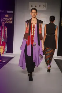 Model on the ramp for designer Garo on Lakme Fashion Week day 5 in Mumbai. .