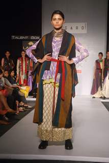 Model on the ramp for designer Garo on Lakme Fashion Week day 5 in Mumbai. .