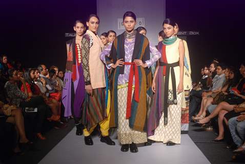 Model on the ramp for designer Garo on Lakme Fashion Week day 5 in Mumbai. .