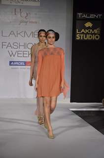 Model on the ramp for designers Kapil and Mnonika on Lakme Fashion Week day 5 in Mumbai. .