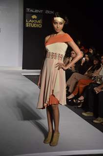 Model on the ramp for designers Kapil and Mnonika on Lakme Fashion Week day 5 in Mumbai. .